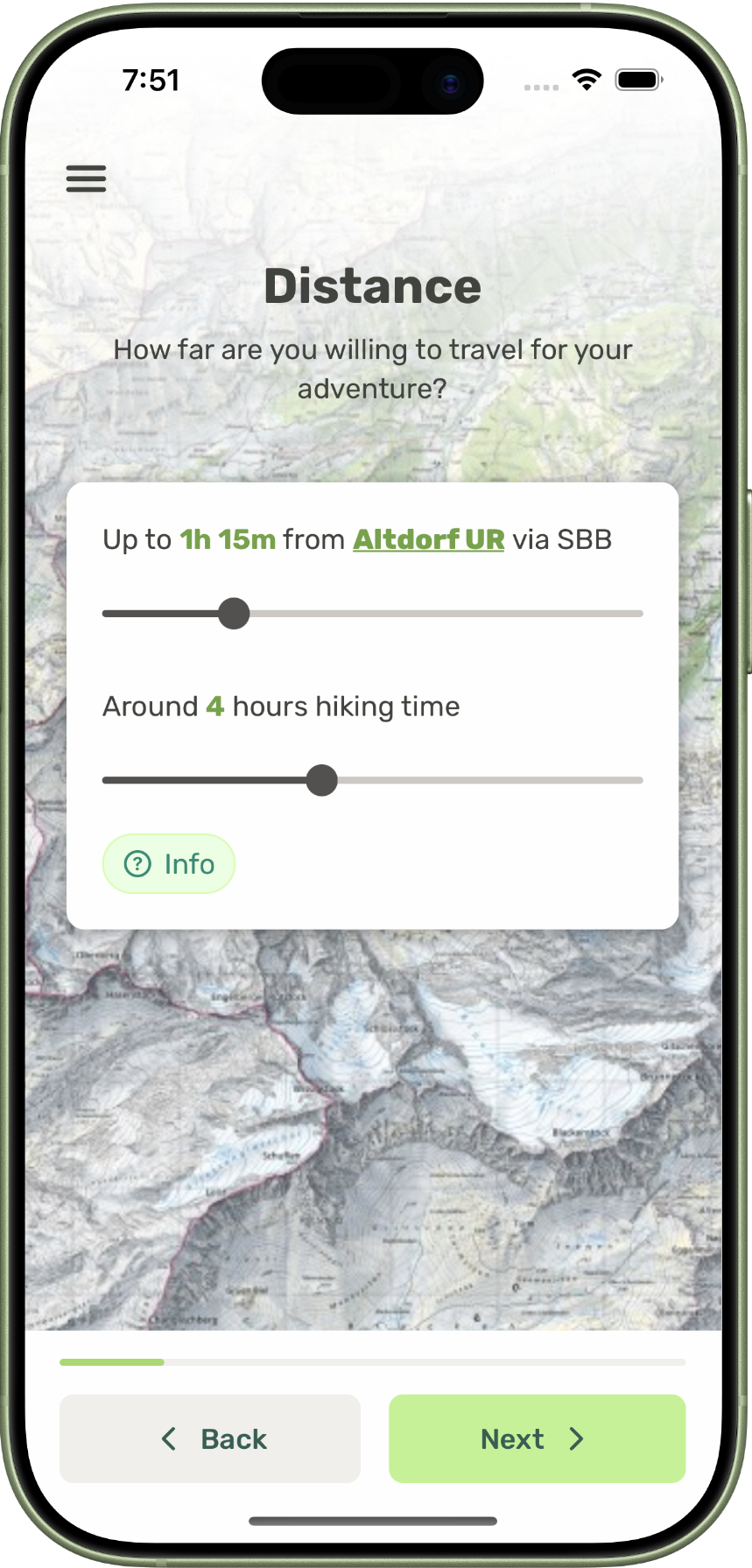 Trail results with transport info
